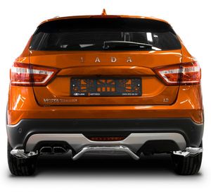 Защита заднего бампера d42 Уголки + комплект крепежа, RIVAL, Lada Vesta SW Cross 2017- r6007007 Rival