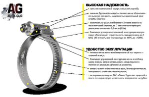 Хомут червячный 40-60-Х (алюцинковая сталь), шт agx4060 AUTO-GUR