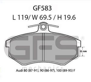 GFS |GF583| Колодки дисковые передние AUDI 100,80/SEAT/VW Caddy... gf583 Gfs