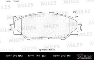 олодки тормозные передние (без датчика) (—месь Low-Metallic) (LEXUS IS220/IS250 05-) (TRW GDB3410) E400313 e400313 Miles