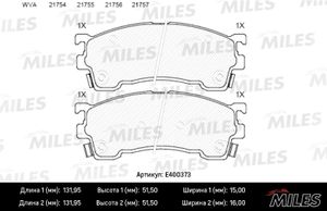 олодки тормозные передние (без датчика) (—месь Low-Metallic) MAZDA 323/626/PREMACY 92- (TRW GDB3209) E400373 e400373 Miles