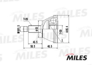 ШРУС наружный SKODA FABIA 1.0-1.9D 99-08 (GKN 303555) GA20413 GA20413 Miles