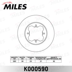 Диск тормозной передний HONDA ACCORD 90-98/CIVIC 95-05/ROVER 600 93-99 (TRW DF2024) K000590 K000590 Miles