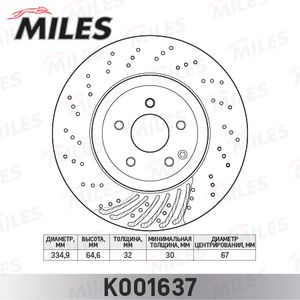 јвтозапчасть/ƒиск тормозной MERCEDES W221 05- передний D=335мм. k001637 Miles