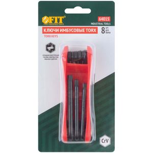 Ключи TORX 8 шт. CrV Т9-Т40 складные, пластиковый держатель 64015 FiT