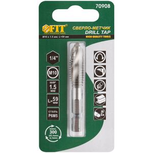 Сверло-Метчик комбинированное метрическое, быстрорежущая (HSS) сталь Р6М5,  М10х1,5 мм, 26/59 мм 70908 FiT