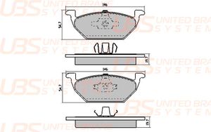 Тормозные колодки SKODA RAPID 12-/15-/OCTAVIA 98-07/FABIA 03-14/14-/VW POLO Седан 10- передние B1102015 UBS