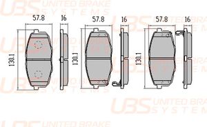 Тормозные колодки HYUNDAI i30 07-/11-/KIA CEED 07-/12-/CERATO 2.0 09-/2.0/1.6 13-/CARENS 02- передни B1103015 UBS