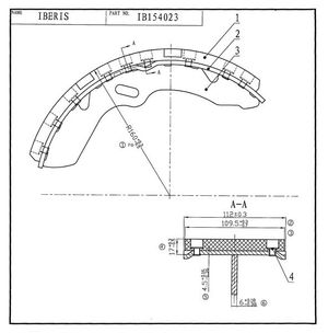 Колодки барабанные к-кт для Hyundai HD 35-78 2003> ib154023 Iberis