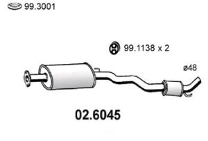 Средний глушитель выхлопных газов