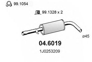 Средний глушитель выхлопных газов