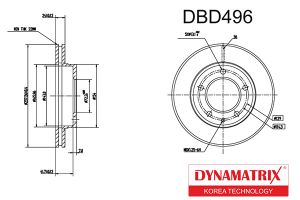 Диск тормозной MAZDA 626 IV 91-97, 626 V 97-02, MX-6 92-, PREMACY 99-, XEDOS 6 92-, dbd496 Dynamatrix-Korea