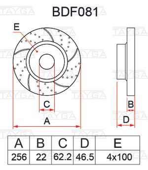 Диски тормозные TAYGA BDF081 Tayga