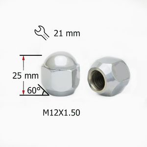 Гайка M12X1,50 25мм Конус,закрытая кл21мм Хром fpa00027chx SDS Exclusive