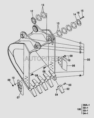 Бокорез левый HITACHI ZX330-3G 2021233 Hitachi