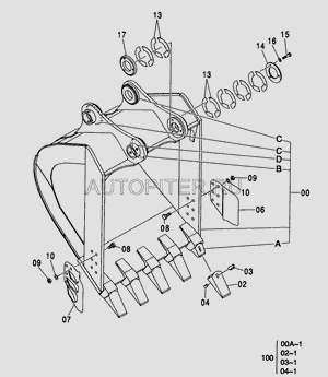 Бокорез левый HITACHI ZX330-3G 2021233 Hitachi