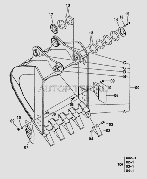 Бокорез левый HITACHI ZX330-3G 2021233 Hitachi