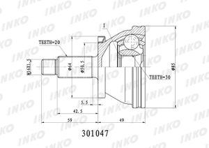 ШРУС внешний 2030  перед лев 301047 Inko