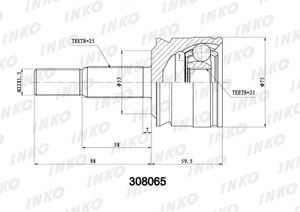 ШРУС внешний 2521  перед правлев 308065 Inko