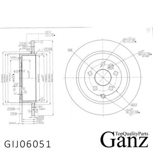 Диск тормозной задний с покрытием FORD/VOLVO/LAND ROVER Freelander 2 GANZ GIJ06051