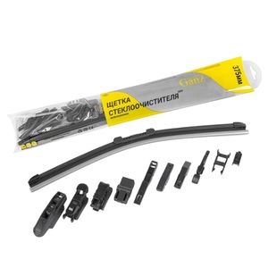 Щетка стеклоочистителя 375 мм бескаркасная 1 шт GANZ NEW GIS01028 (10 адаптеров)