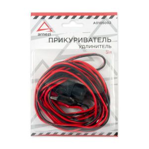 Прикуриватель-удлинитель со шнуром 5 м и светодиодным индикатором сети 5А 60 Вт 12В ARNEZI A0105002