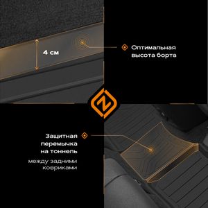 Коврики в салон резина Hyundai Solaris 2010- Kia Rio IV 2011- 1021020200 Rezkon