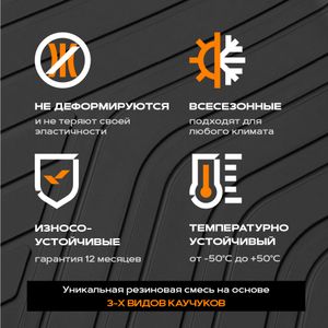 Коврики в салон резина Hyundai Solaris 2010- Kia Rio IV 2011- 1021020200 Rezkon