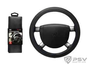 Оплетка руля "M" d37-39см "PSV" NAIS кожа, черная,отстрочка синяя 131737 PSV