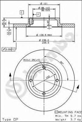 Диск тормозной передний не вентилируемый для Chevrolet Spark 2005-2010