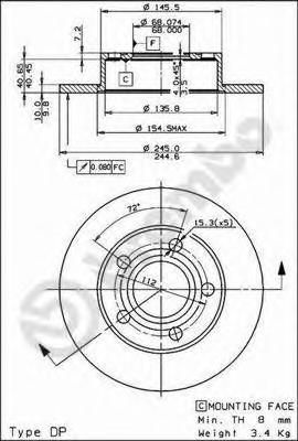Тормозной диск 08.8408.10 Brembo