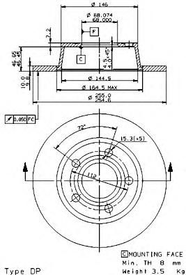 Тормозной диск 08.9751.11 Brembo