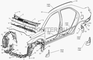 Брызговик передний правый MK
