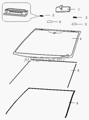 Стекло лобовое МК (с антеной)