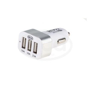 Зарядное устройство с 3-мя USB, 2.1 А. Бело-серебристое ALCA 510520 510520 Alca