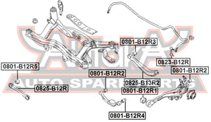 Тяга задняя поперечная для Subaru Legacy Outback (B13) 2003-2009 0825b12r Asva