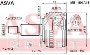 Шарнирный комплект ME801A48 Asva