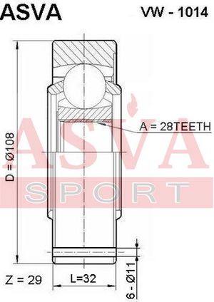 Шарнирный комплект VW1014 Asva