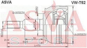 Шарнирный комплект vwt52 Asva