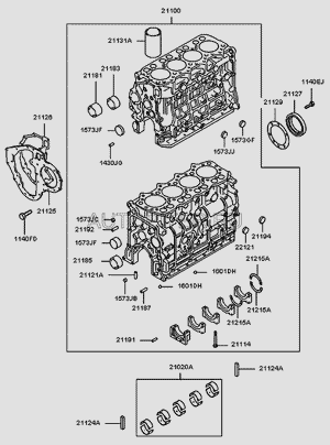 Подшипник скольжения коленвала 2102045020 Hyundai-Kia