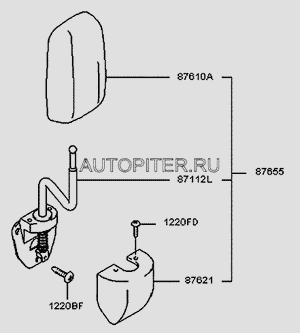 Стойка зеркала двери 876135A300 Hyundai-Kia