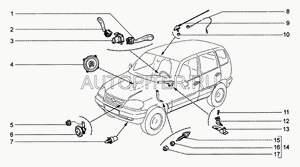 Переключатель стеклоочистителя ВАЗ-2123, GM шт General Motors 212303709340000 General Motors