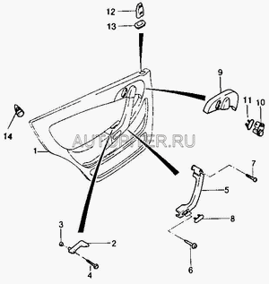 Ручка двери передней левой внутренняя (крючок) Espero 96166818 General Motors