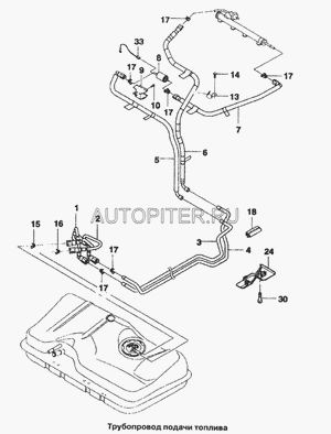 Трубка фильтра топливного передняя Lanos 96350574 General Motors