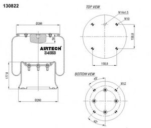 Пневморессора 4813NP07  стакан метал. SCANIA 93-143 AIRTECH 34813K Airtech