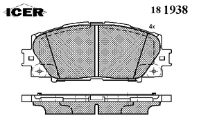 Комплект тормозных колодок, дисковый тормоз 181938 Icer