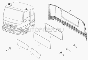 Уплотнитель стекла задней стенки кабины Фотон 1093/99 1b24956100007 Foton