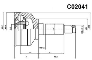 Шрус пер.внешн.Kia Sorento 2.4/3.5, 2.5CRDI 02-09 c02041 Sangsin