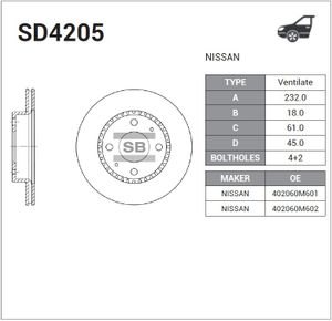 ТОРМОЗНОЙ ДИСК sd4205 Sangsin