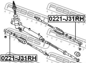Наконечник рулевой правый для Nissan Teana J31 2003-2008 0221j31rh Febest